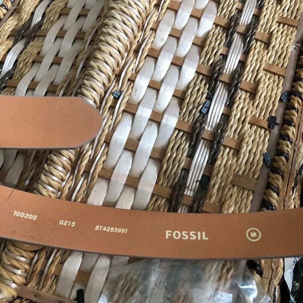 Fossil floral multi colorful boho indie hippie summer beach belt silver buckle-M